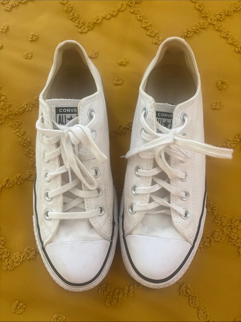 Converse White Low-Top Canvas Platform Sneakers